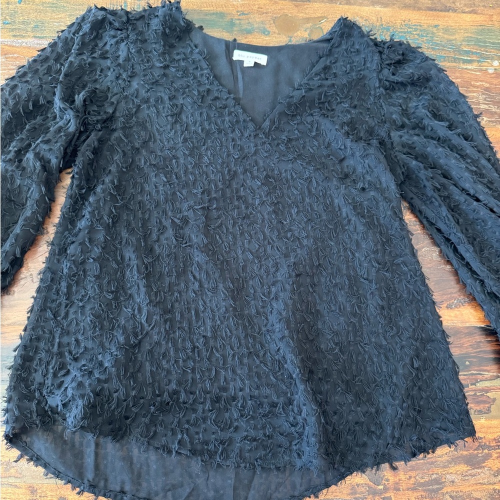 Blu Pepper Black Textured Women's Blouse